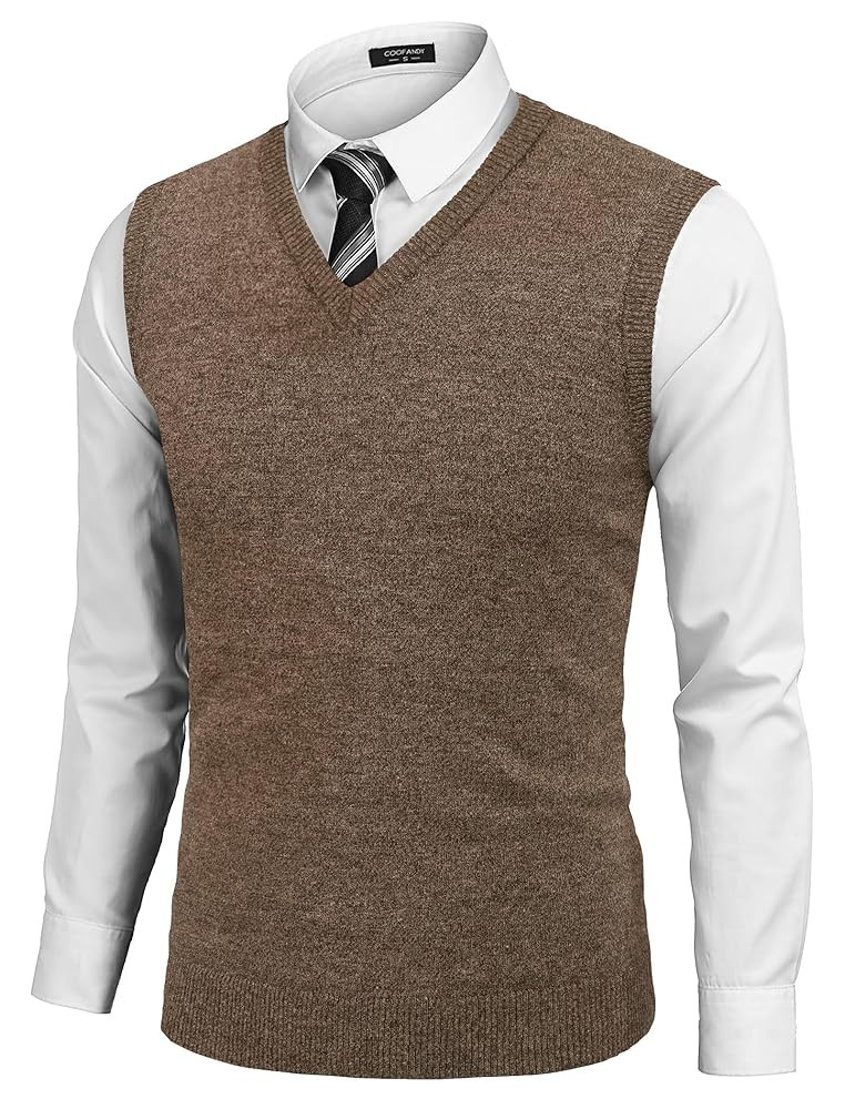 COOFANDY Men's Sleeveless Sweater Vest Lightweight V-Neck Cotton Vest Pullover | Amazon (US)