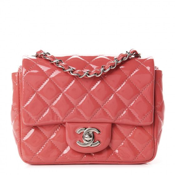 CHANEL Patent Quilted Mini Square Flap Pink | Fashionphile