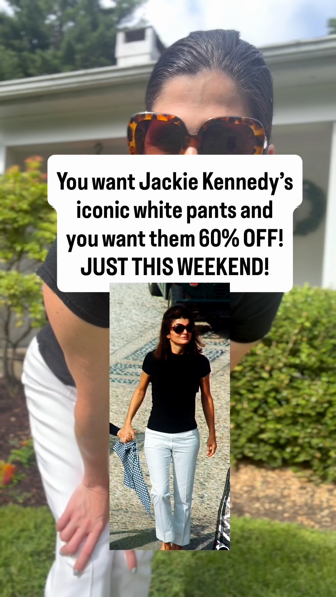 These #whitejeans that are a look alike to #JackieKennedy in #Capri will never go out of style! And they are almost 70% off until Monday! #Laborday #Labordaysale