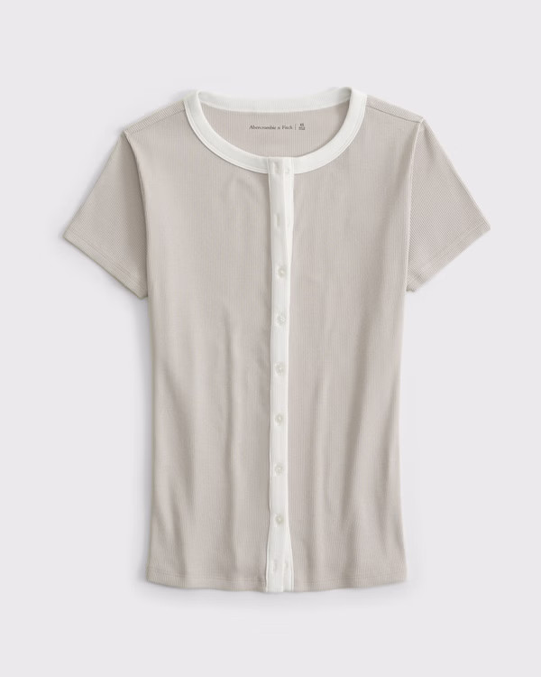 Women's Ribbed Button-Through Top | Women's Tops | Abercrombie.com | Abercrombie & Fitch (US)