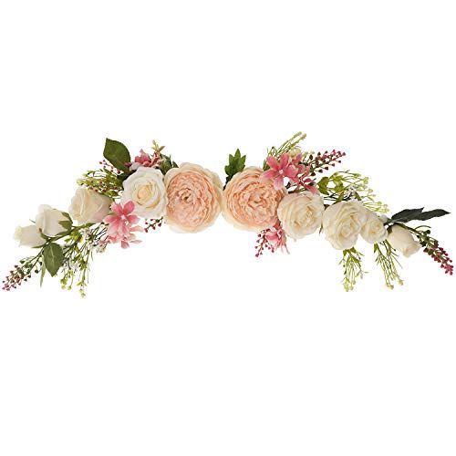 Lvydec Artificial Peony Flower Swag, 25 Inch Decorative Swag with Champagne Peony White Rose and Gre | Amazon (US)