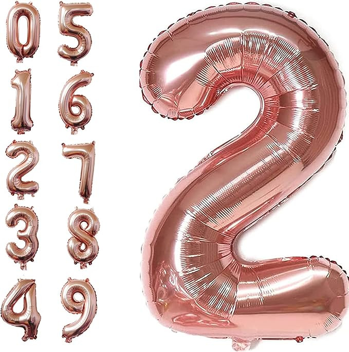 40 Inch Rose Gold Jumbo 2 Number Balloons Huge Giant Balloons Foil Mylar Number Balloons for Birt... | Amazon (US)