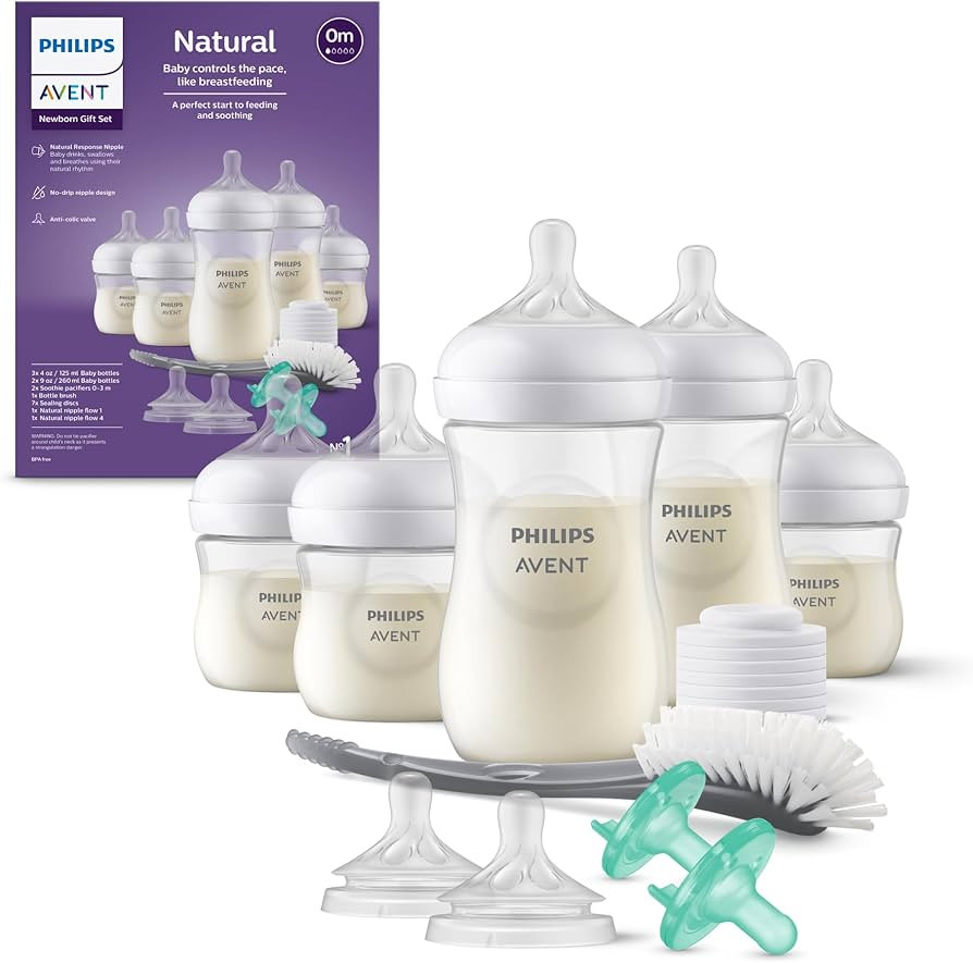 Philips AVENT Natural Baby Bottle with Natural Response Nipple, Newborn Baby Gift Set, SCD838/02 | Amazon (US)