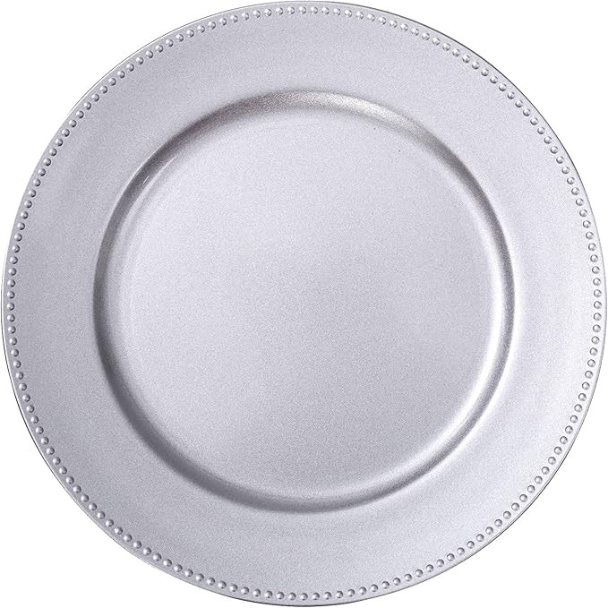 MAONAME Silver Charger Plates Set of 6, Round Dinner Chargers with Beaded, 13 Inch Plastic Plate ... | Amazon (US)