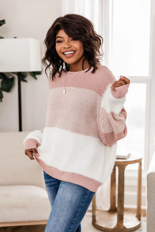 Moonlight Daze Colorblock Pink Sweater | The Pink Lily Boutique