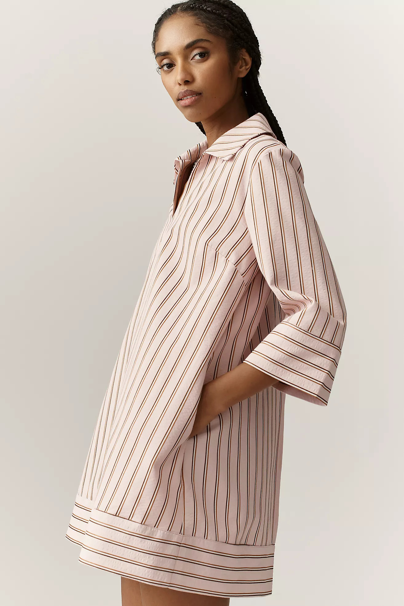 English Factory Striped Long-Sleeve Mini Shirt Dress | Anthropologie (US)