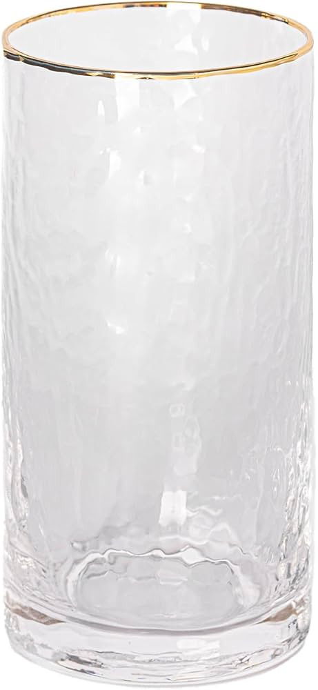 Mary Square 47870 Hammered Gold Foil Rim 20 ounce Glass Drinking Cup Glass | Amazon (US)