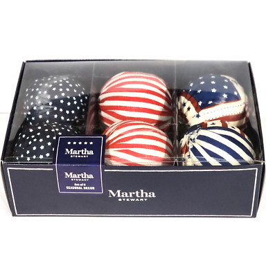 6 Martha Stewart Red White Blue Bowl Filler Fabric Balls 3" July 4 Memorial Day | eBay US
