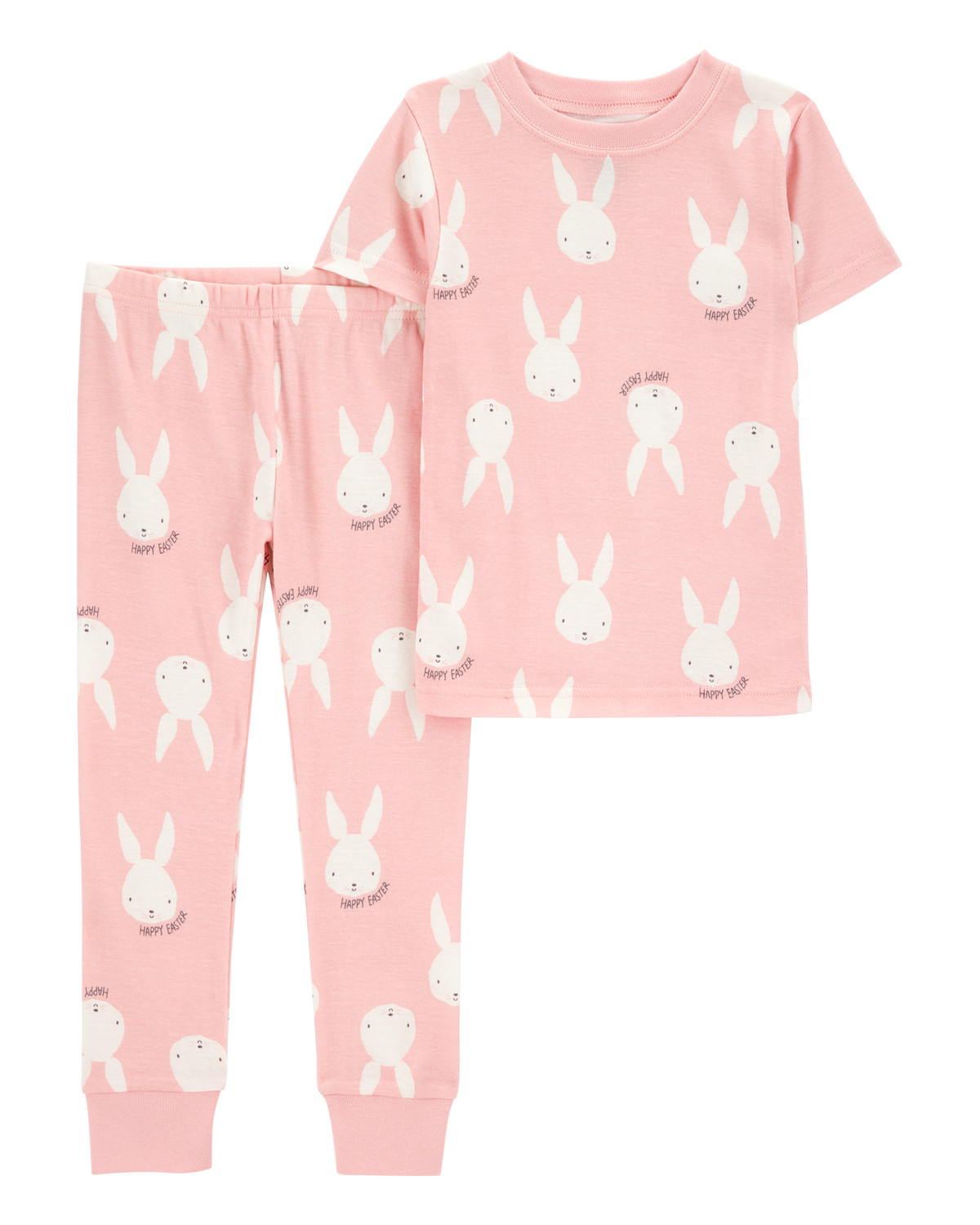Baby Bunny Print Easter Snug Fit Cotton 2-Piece Pajamas - Pink | Carter's Inc