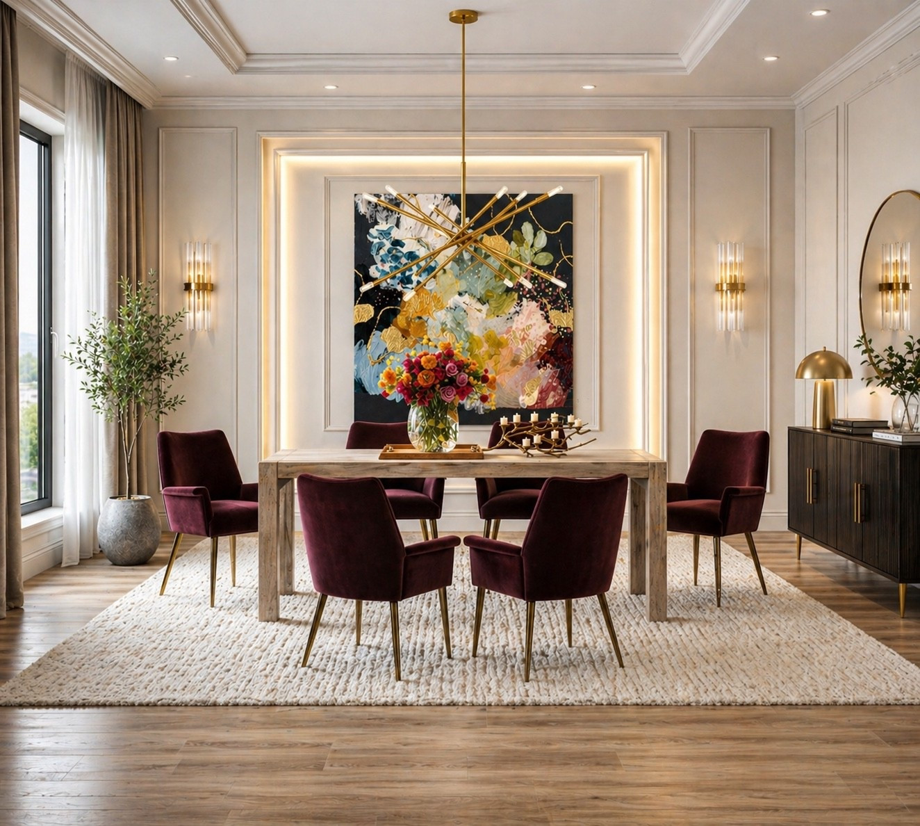 Luxury isn’t quiet anymore, it’s intentional! 💜

In a world full of safe, beige and forgettable spaces, this is your reminder that a home should feel something. Yes, I love a beautiful neutral but I’m obsessed with layering color in a way that still feels elevated, timeless and deeply personal.

This dining room was designed to do exactly that. Rich velvet seating, warm natural wood, sculptural lighting and a statement artwork that commands attention not whispers for it. Every element is curated to create a space that feels alive, inviting and effortlessly sophisticated.

Because the truth is… the most luxurious homes today aren’t the ones that play it safe. They’re the ones that tell a story. They spark emotion. They make you want to linger a little longer at the table.

If your space feels flat, it’s not about adding more, it’s about adding the right energy.

✨ Save this if you’re ready to move beyond bland
✨ Follow for elevated interiors that actually feel like home
✨ Shop the look through my LTK to bring this level of design into your space

#LTKHome #LuxuryInteriors #HighEndDesign #ElevatedLiving #DiningRoomInspo #StatementDesign #ModernLuxury #InteriorDesigner #RichTextures #ColorWithPurpose #LuxuryLifestyle #DesignerHome #WarmLuxury

#LTKMothersDay 

#LTKSaleAlert #LTKselfcare 

diningroominspo interiordesigner luxurylifestyle ltkmothersday designerhome luxuryinteriors modernluxury elevatedliving ltkxwayday warmluxury richtextures colorwithpurpose statementdesign highenddesign ltkselfcare

#LTKdayinmylife #LTKvlog #LTKHome