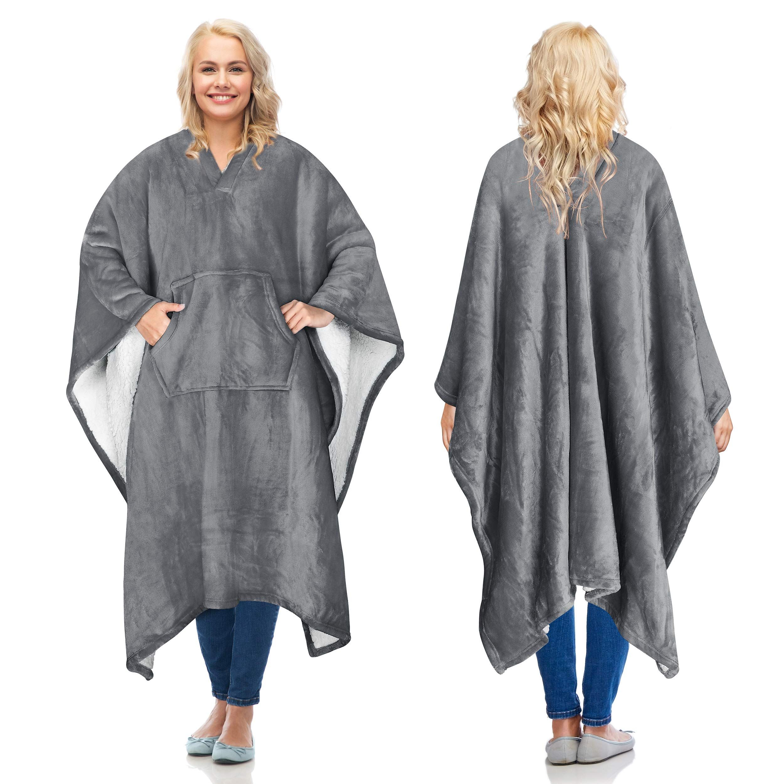 Sherpa Wearable Blanket Poncho for Adult Women Men,Wrap Blanket Cape with Pocket,Warm,Soft,Cozy,S... | Amazon (US)