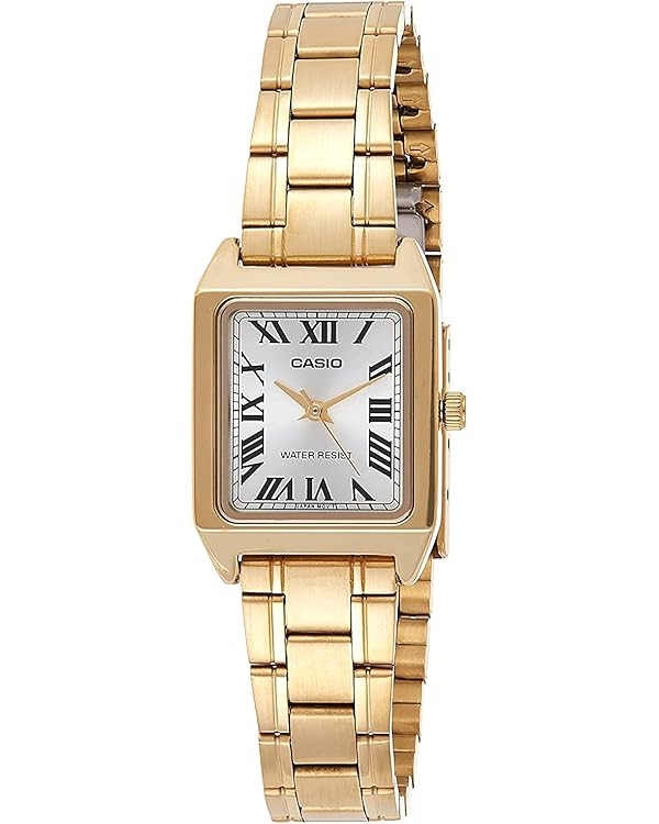 Casio LTP-V007G-9B Women's Rectangular Gold Tone Stainless Steel Roman Gold Dial Dress Watch | Amazon (US)