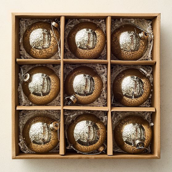 Mercury Glass Ball Boxed Ornaments, Medium, Set of 9 | West Elm (US)