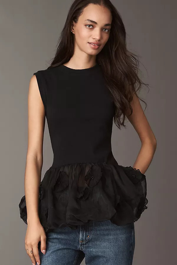 3D Floral Peplum Top | Anthropologie (US)