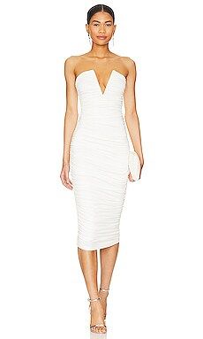 superdown Vivienne Ruched Midi Dress in White from Revolve.com | Revolve Clothing (Global)