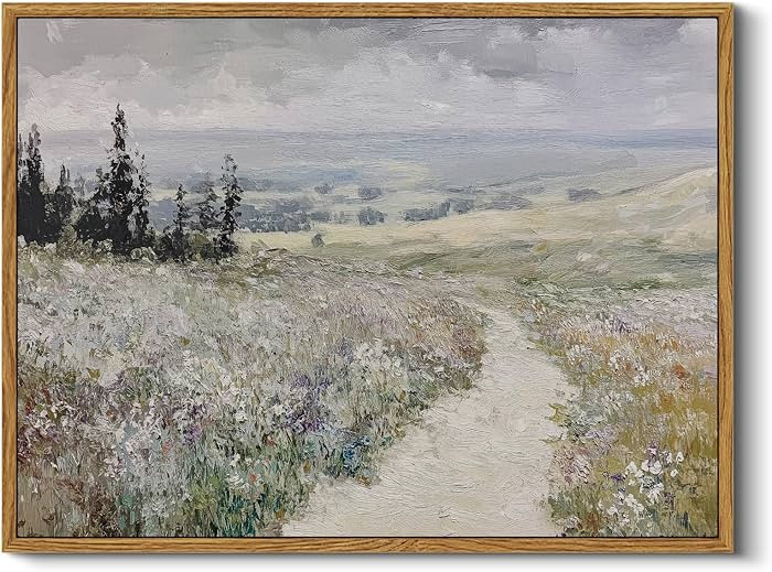 InSimSea Framed Wall Art for Living Room Vintage Landscape Decor Meadow Path Flowers Paingting Wa... | Amazon (US)
