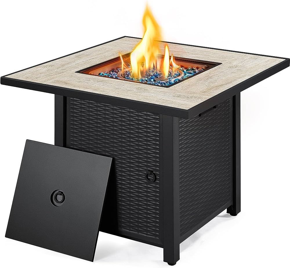 Yaheetech Propane Gas Fire Pit 30 Inch 50,000 BTU Square Gas Firepits with Ceramic Tabletop and F... | Amazon (US)