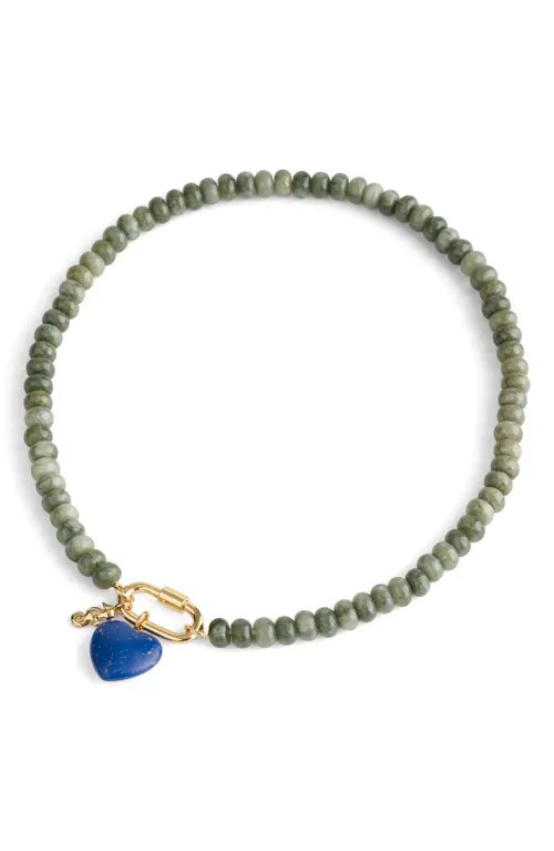 Madewell Semiprecious Bead Carabiner Charm Necklace in Faded Ivy at Nordstrom | Nordstrom