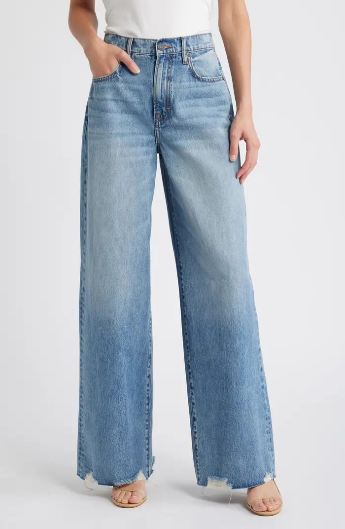 HIDDEN JEANS High Waist Chew Hem Wide Jeans | Nordstrom | Nordstrom