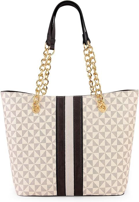 Montana West Handbags for Women Chain Shoulder Vegan Leather Tote Bag Top Handle Handbag | Amazon (US)