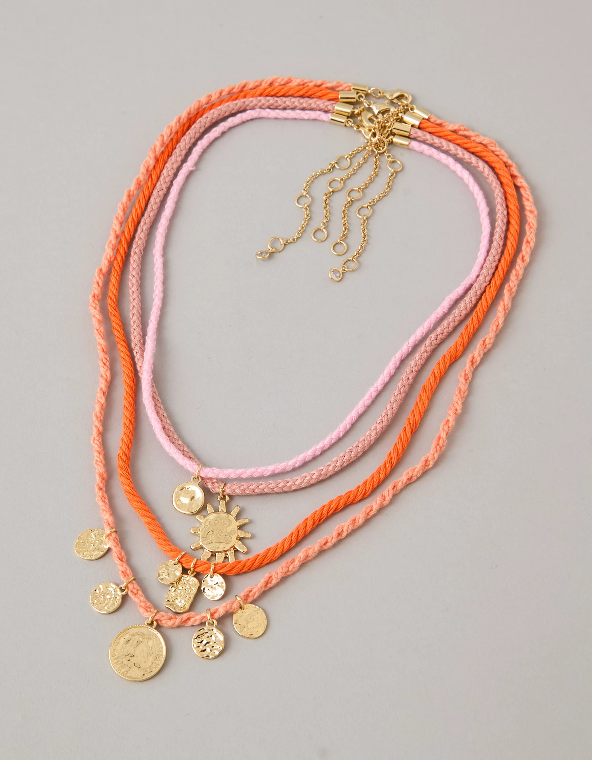 AE Corded Charm Necklaces 5-Pack | American Eagle Outfitters (US & CA)
