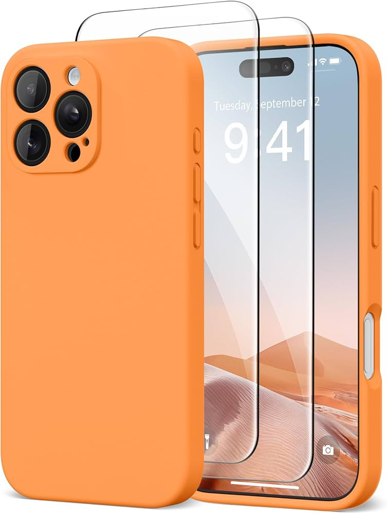 Magnetic for iPhone 16 Pro Max Case, Compatible with MagSafe, [Full Camera Protection][2 Screen Protectors] Silicone Shockproof Protective Phone Case for iPhone 16 Pro Max 6.9", Kumquat | Amazon (US)