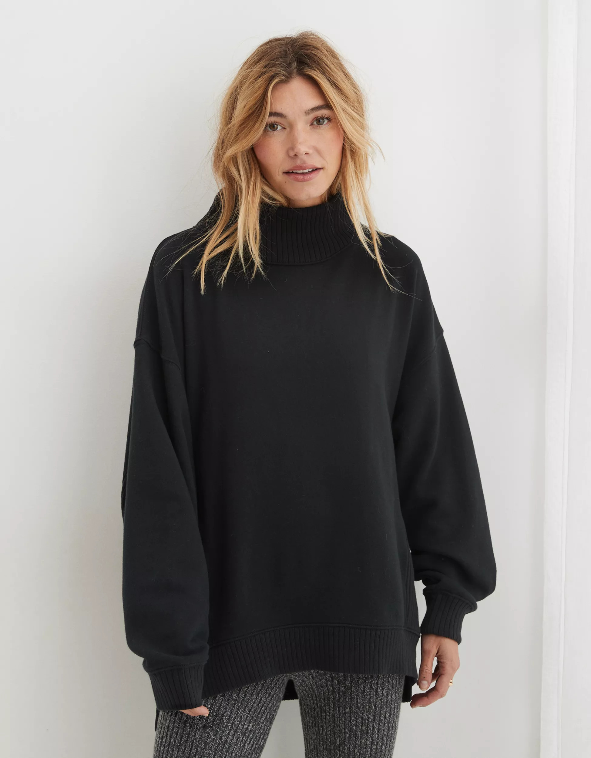 Aerie Down-To-Earth Oversized Mockneck Sweatshirt | Aerie