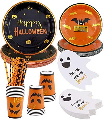 Halloween Party Supplies – Serves 16–Includes Halloween Plates Halloween Cups Halloween Napki... | Amazon (US)