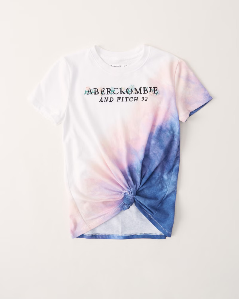 tie-dye knot-front embroidered tee | Abercrombie & Fitch (US)