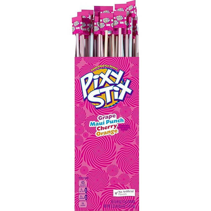 Pixy Stix Candy Filled Fun Straws, Grape, Maui Punch, Cherry & Orange Flavors, 0.42 oz (Pack of 8... | Amazon (US)