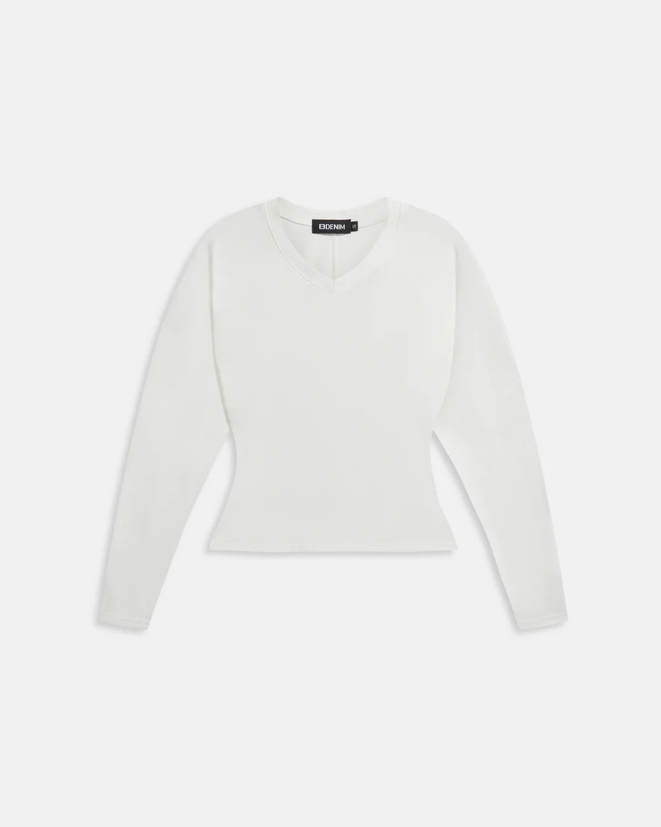 Acacia V-Neck Long Sleeve White | EB Denim | EB Denim