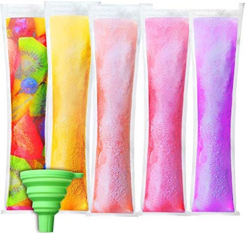 200 Pieces Disposable Ice Mold Bags Freeze Popsicle Bags Plastic Popsicle Pouches with Green Funn... | Amazon (US)