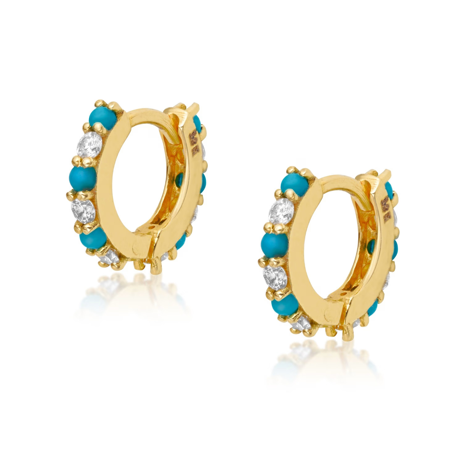 Turquoise & Diamond Huggies | Wolf & Badger