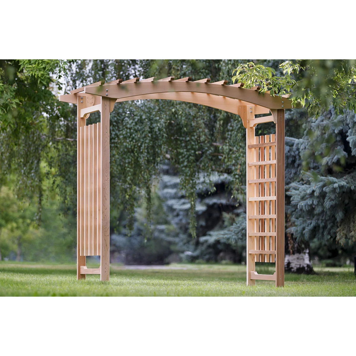 Pagoda 94'' W x 47'' D Solid Wood Arbor in Natural | Wayfair North America