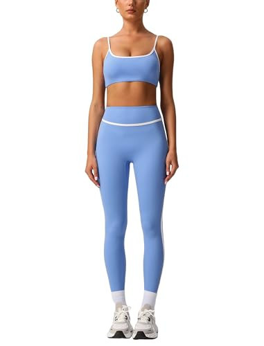 AGYMNX 2 Piece Workout Sets for Women Contrast Panel Sports Bra Cami Top and Butt-lifting Pants Active Jogger Outfits | Amazon (US)