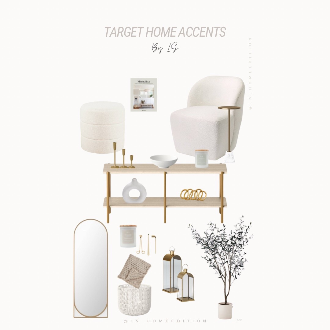 Target Home Accents 

#Targethomedecor #Targetdecor #Neutralhome #Homefinds #Homedecor #Olivetree #Fauxolivetree #boucle #bouclechair #brassmirror #coffeetable #coffeetabledecor #coffeetablebooks

#LTKHome