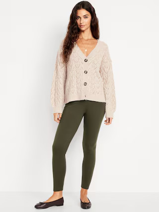High-Waisted Fleece-Lined Ankle Leggings | Old Navy (US)