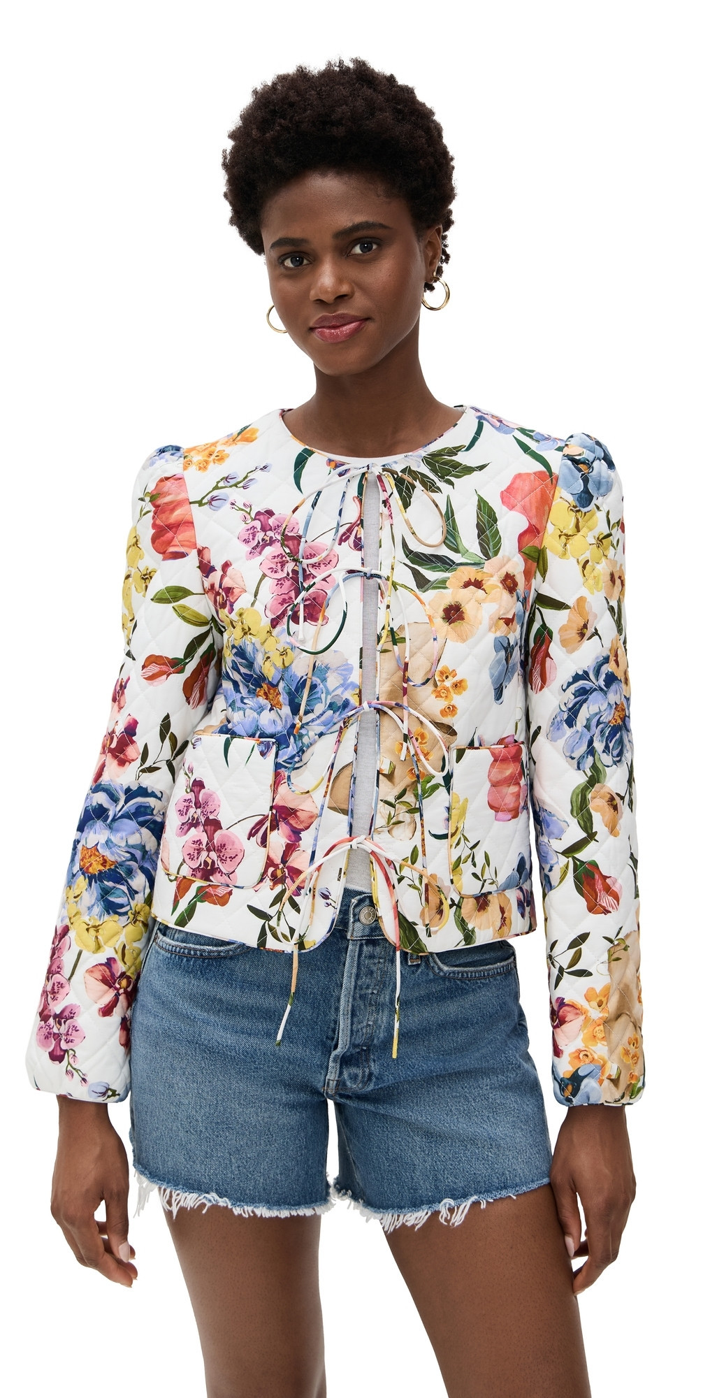 FARM Rio Greek Garden Quilted Jacket Greek Garden Off-White S | Shopbop