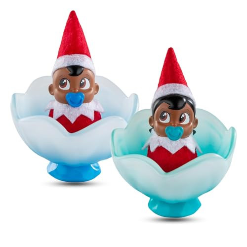 The Elf on the Shelf Frost Pips Mini Blooms with Frost Flower Cradle | Elf Baby Girl and Boy with Brown Eyes | Mini Elf Decorations for Kids | Frost Pips Collection of 2 | Amazon (US)