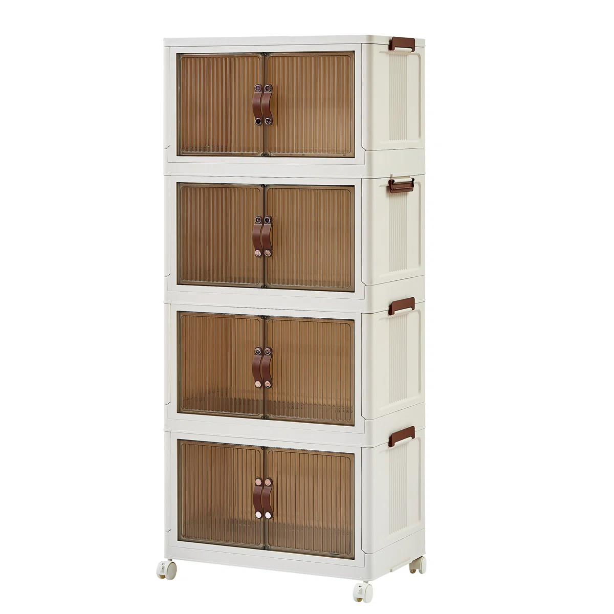 4 Tier Stackable Foldable Storage Bins with Lid and Wheels (Set of 4) | Wayfair North America