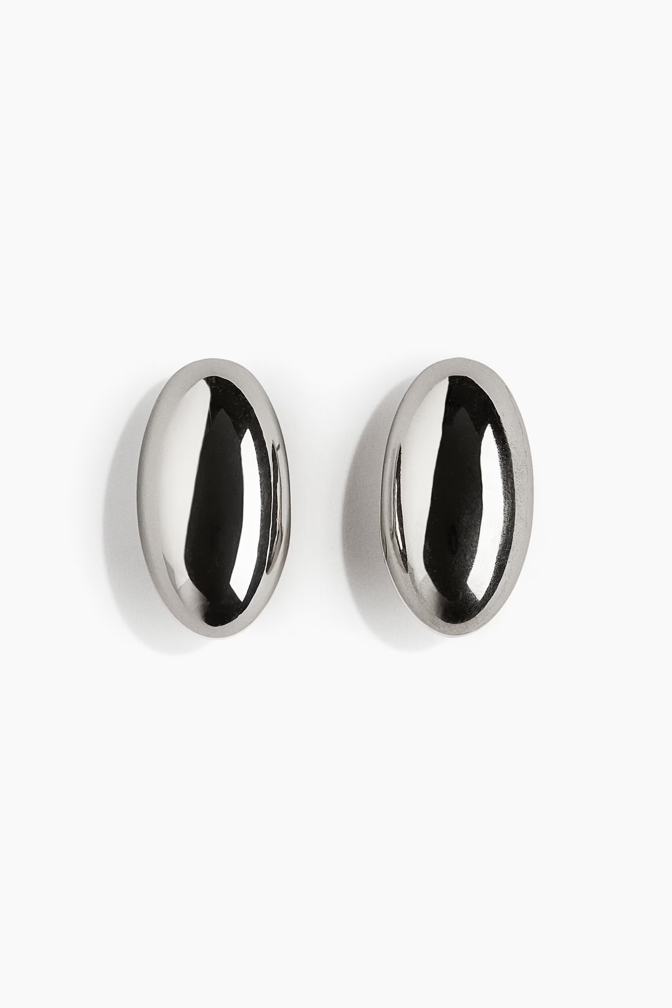 Oval earrings - Silver-coloured - Ladies | H&M GB | H&M (UK, MY, IN, SG, PH, TW, HK)