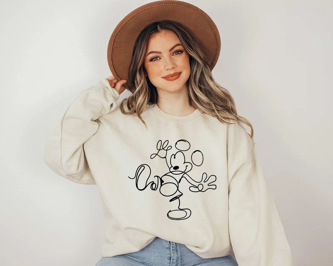 Disney Sketch Sweatshirt, Mickey Silhouette Shirt, Disney Family Vacation Tee | Etsy (US)