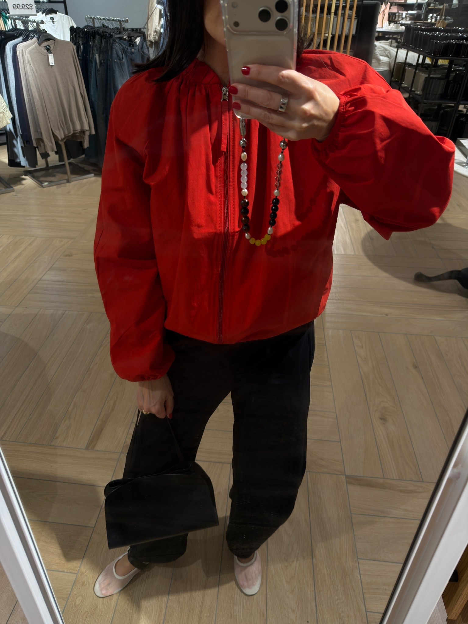 
Love this red technical jacket, wearing a size mediumm