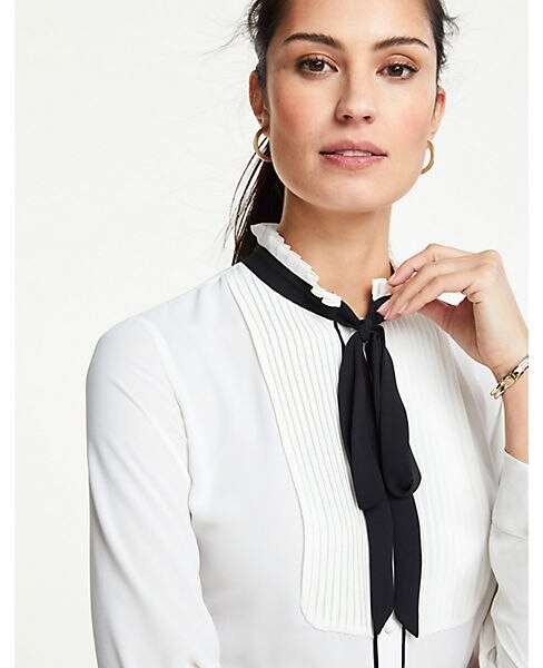 Tuxedo Bib Tie Neck Blouse | Ann Taylor (US)