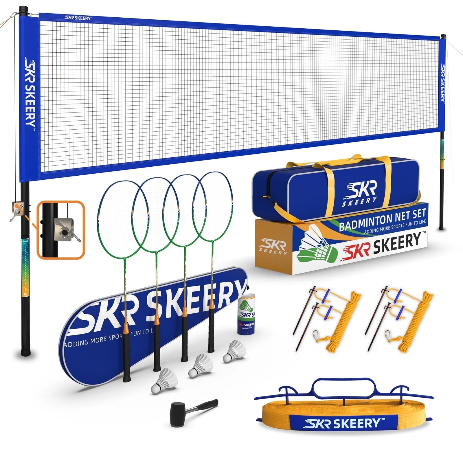 SKEERY Professional Badminton Set with Winch System,Portable Badminton Net Includes Carbon Alumin... | Walmart (US)