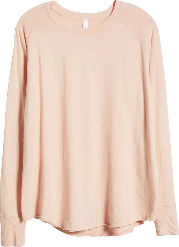Zella Relaxed Washed Long Sleeve Slub Tee | Nordstrom | Nordstrom