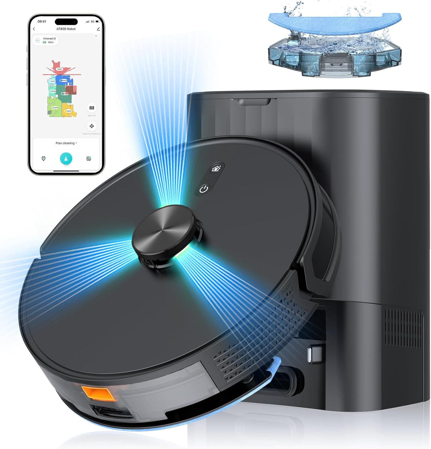 3-in-1 Robot Vacuum and Mop Combo, Self Emptying Station for 60 Days, Robotic Vacuum Cleaner with... | Amazon (US)