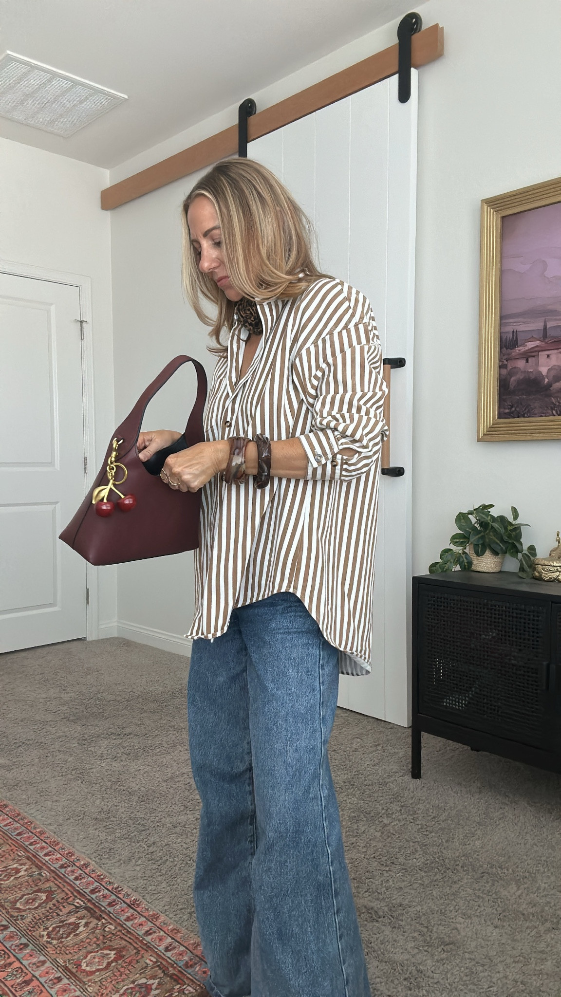 I am obsessed with this strip top + cherry handbag

#LTKSeasonal #LTKStyleTip