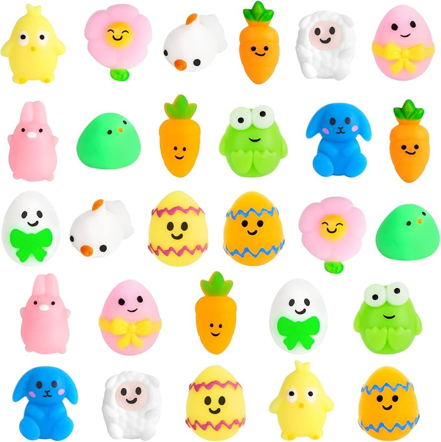 LovesTown 28 PCS Easter Mochi Squishies Toys, Kawaii Chick Bunny Toys Easter Squeeze Fidget Toys ... | Amazon (US)