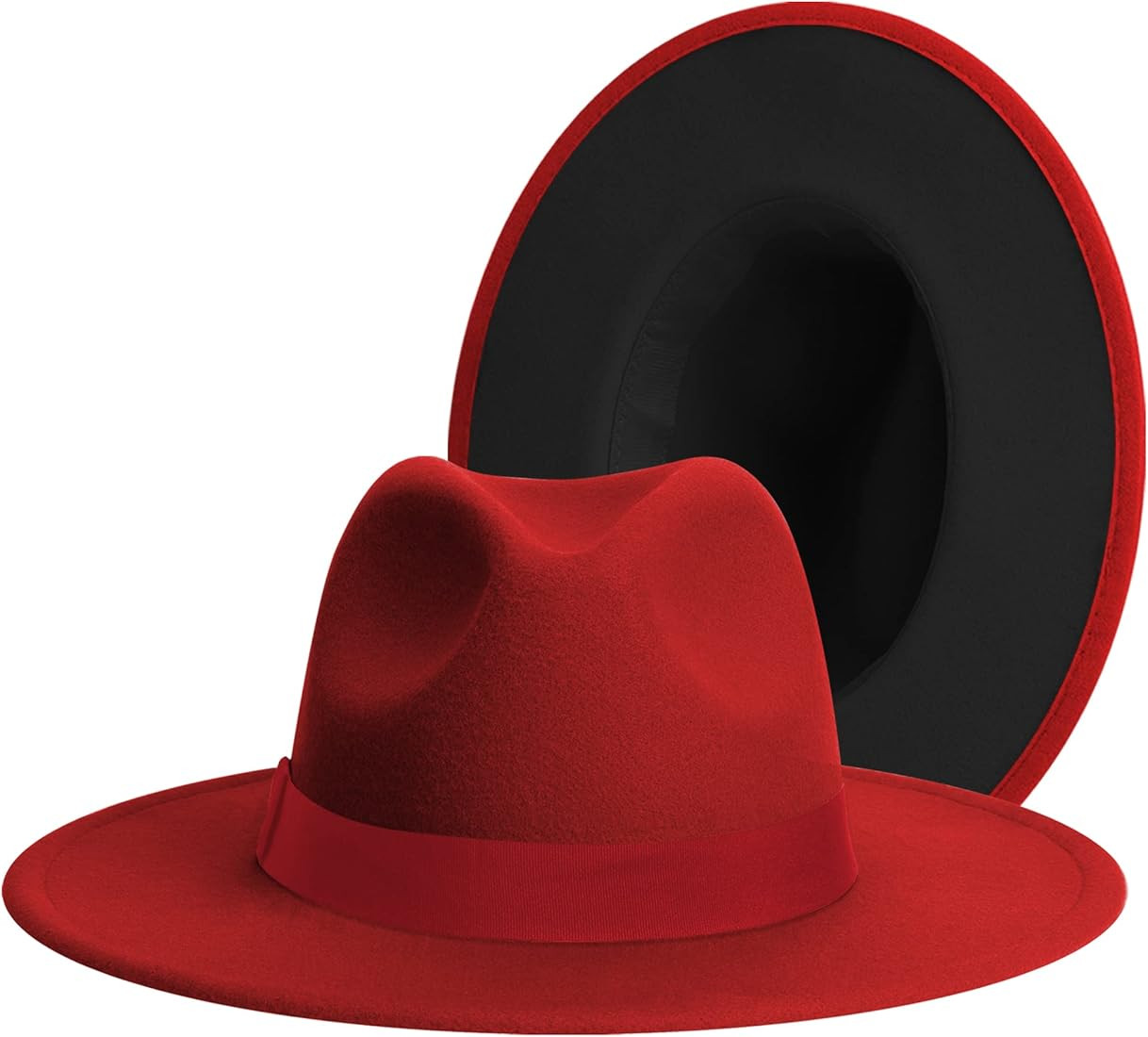 Wide Brim Fedora Hats for Women & Men Classic Dress Panama Hat Adjustable Felt Hat with Band | Amazon (US)